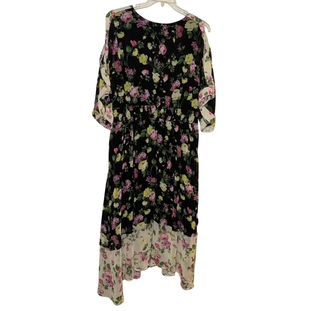 Lane Bryant Floral Semi-Sheer Open-Sleeve Patchwork Dress Size 20 New w/o Tag
